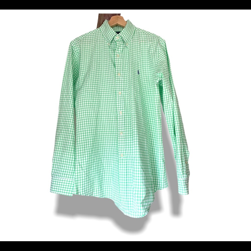 Ralph Lauren Custom Fit- Green/White Plaid Medium